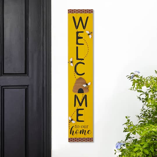 Glitzhome® 42" Wood Bees WELCOME Porch Sign